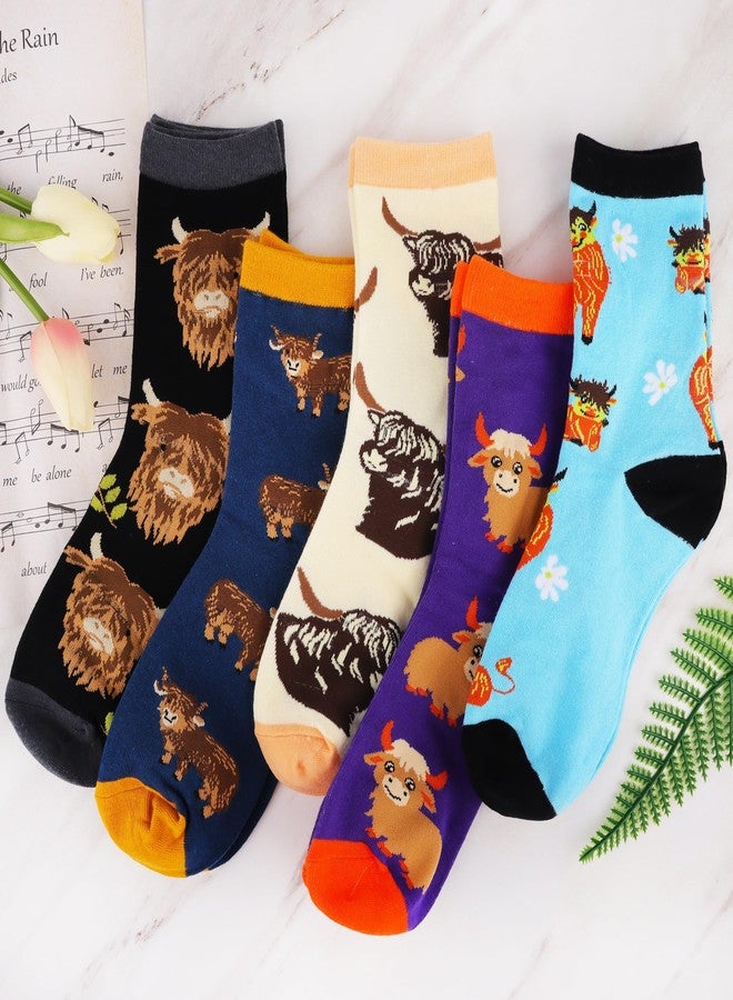 Jeasona Women's Highland Cow Socks Highland Cow Gifts for Women Mom Teenage Girl - Image 2